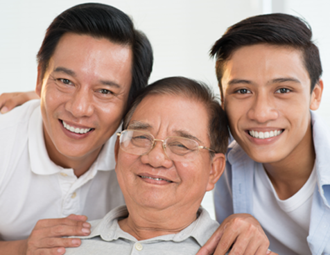 3 generations of men from Asian family